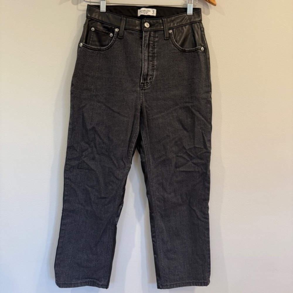 A&F Denim & Vegan Leather Black Pants